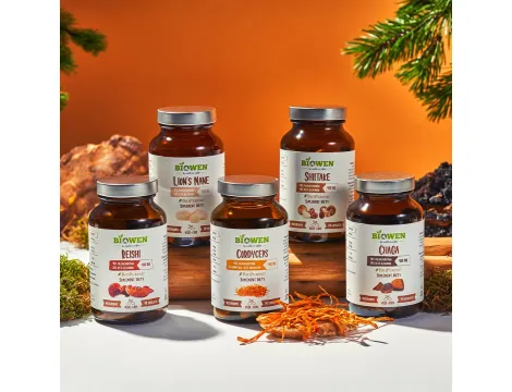 Shiitake 400 mg - 40% polisacharydów, 30% beta-glukanów - 90 kapsułek Biowen - 4